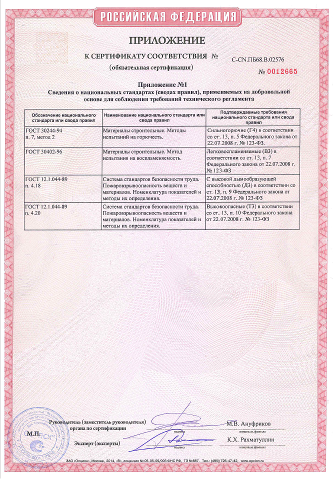 Сертификат пожарной безопасности MSD 2 Сертификат пожарной безопасности 2
